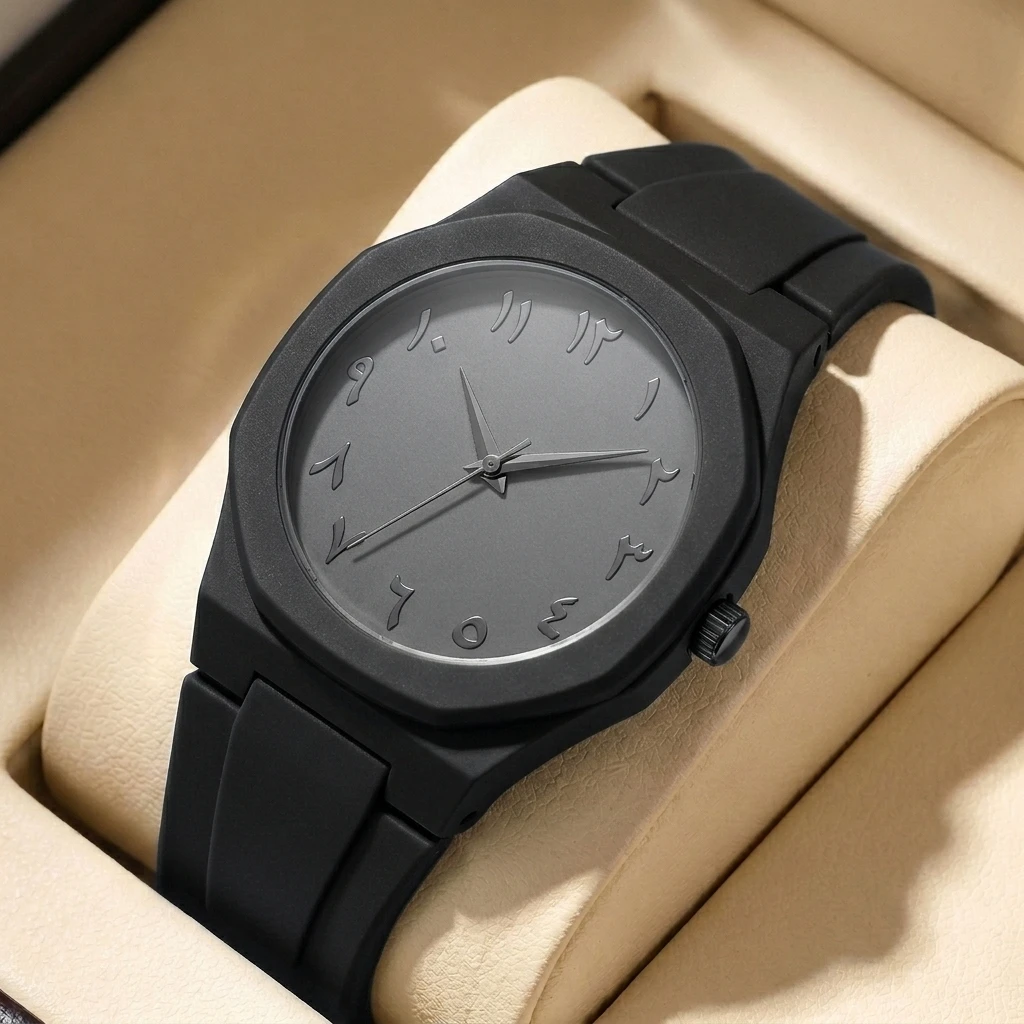 

1pc Minimalist Style Watch, Unisex Black Strap, Fashionable Trendy Student Daily Casual Wristwatch with Unique Design