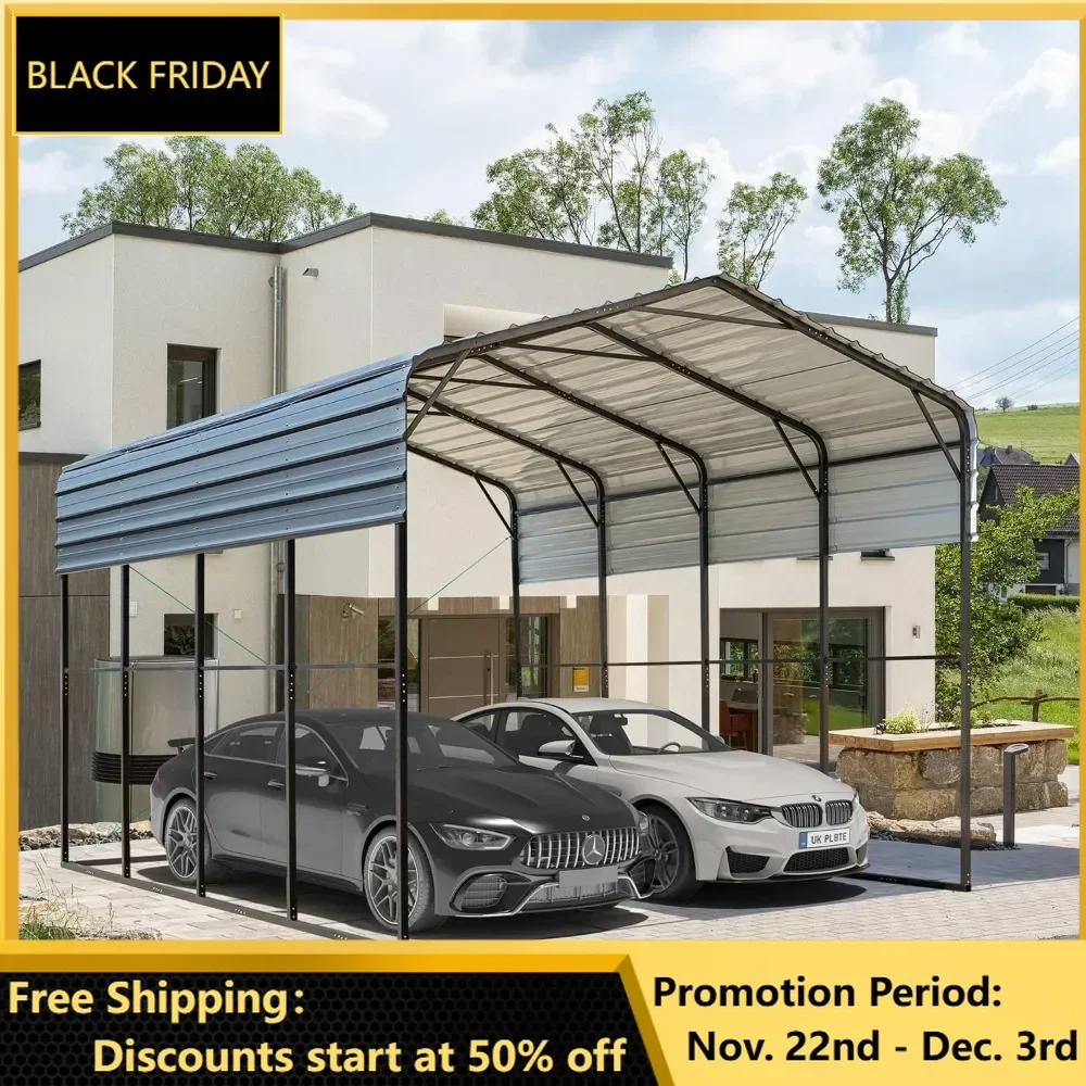 Carports, 14x20 FT RV Metal Carport, 14'x 20'x 10.8'Heavy Duty Carport Canopy with Galvanized Metal Roof and Frame, Carports