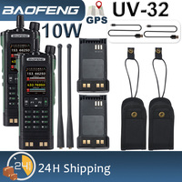 2PCS BAOFENG UV-32 GPS 10W Walkie Talkies Long Range Bluetooth Phone APP Programming 999CH Multi Band Fast Scan Frequency Type-C
