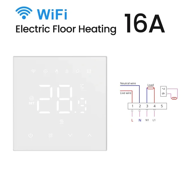 AVATTO Tuya WiFi slimme thermostaat, elektrische verwarming/waterverwarming/watergasboiler, werken met Alexa Google Home