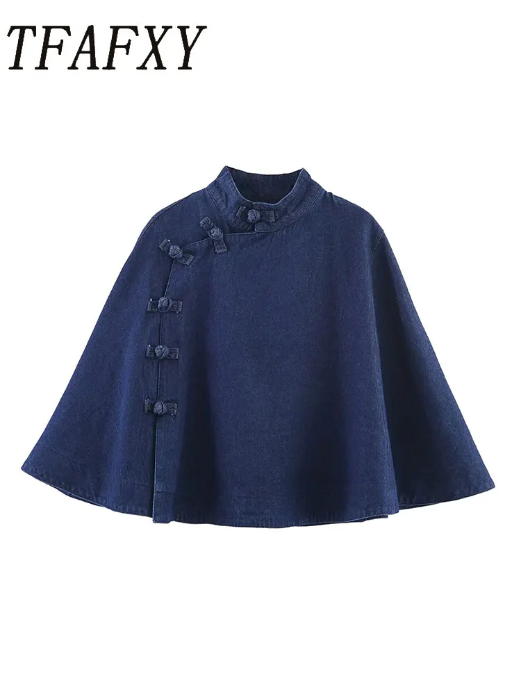 

TFAFXY осеннее женское пальто, новые женские модные однотонные украшения с узлом, джинсовый плащ, пальто, женские свободные пальто для отдыха