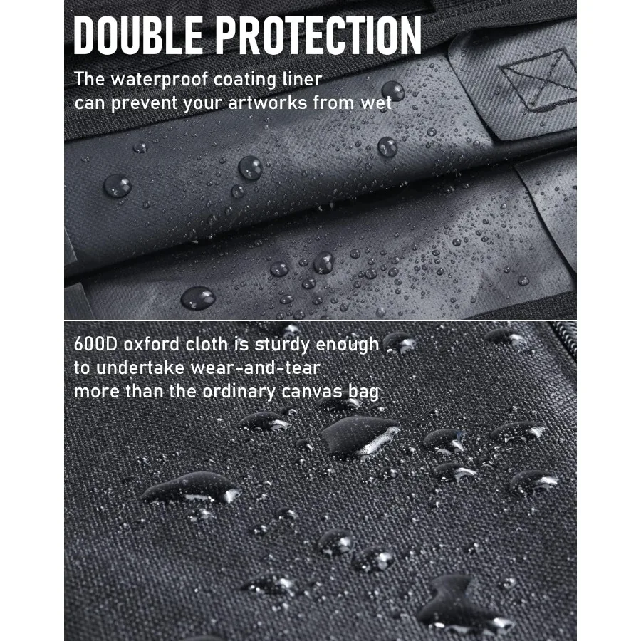 Lightweight Art Portfolio Bag 24 x 36 Inches Waterproof Case with Adjustable Shoulder Strap and Handle Carry for Protecting Art