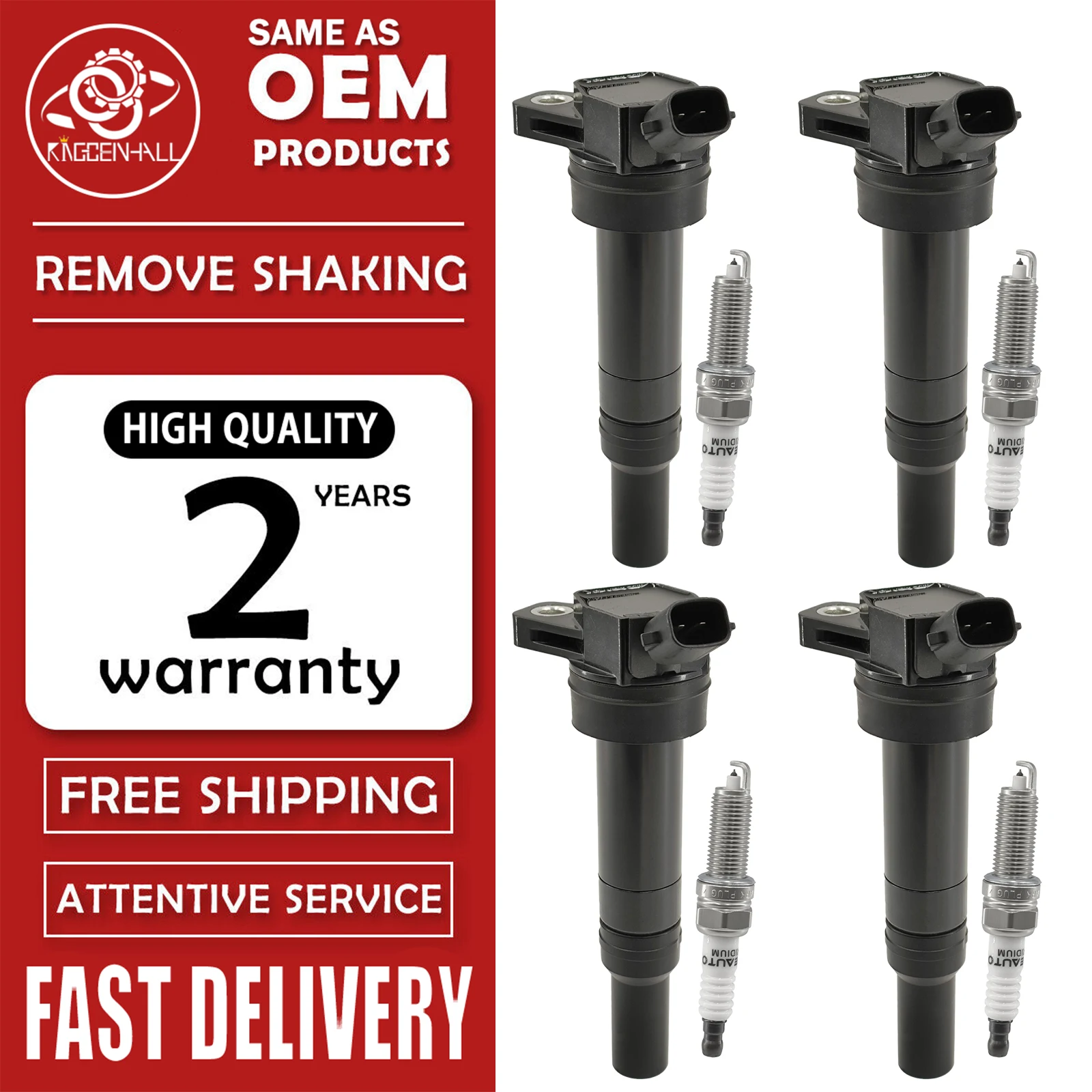 

Brand New 4X Coil Spark Plugs Tune Up Kit 27300-2E000 18851-11070 Compatible With Kia Soul Hyundai Tucson 1.8 2.0L 11-18