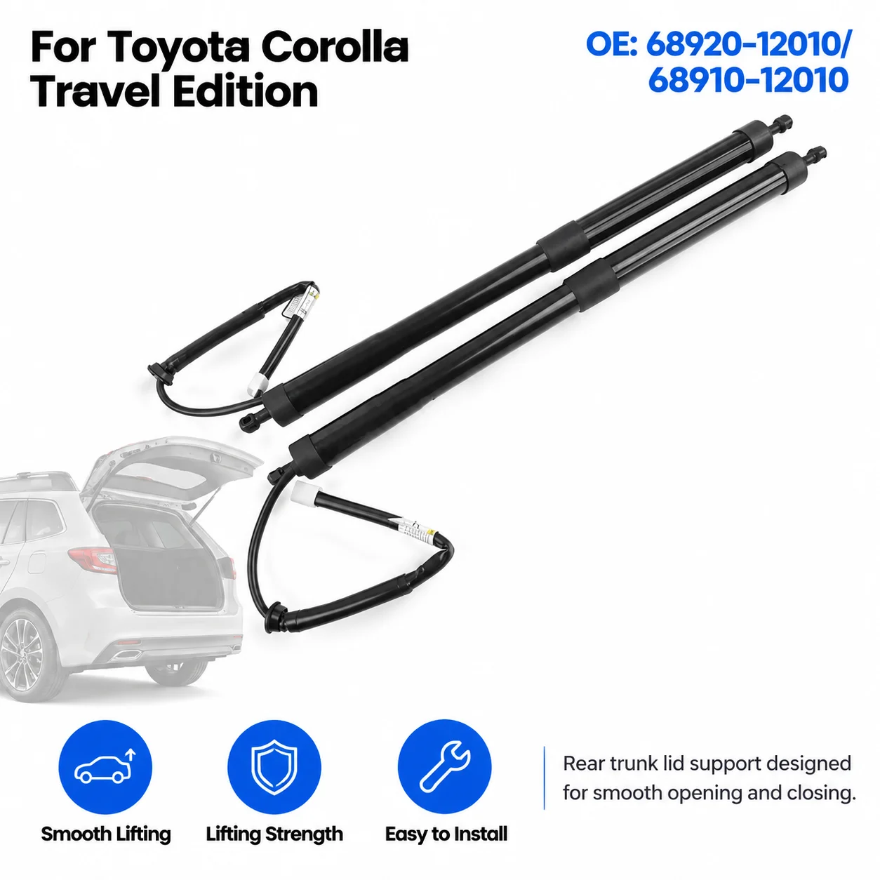 Precision Rust-Proof Lift Support for Toyota Corolla Travel Edition 68920-12010/68910-12010 - Durable & Stable, Perfect Fit