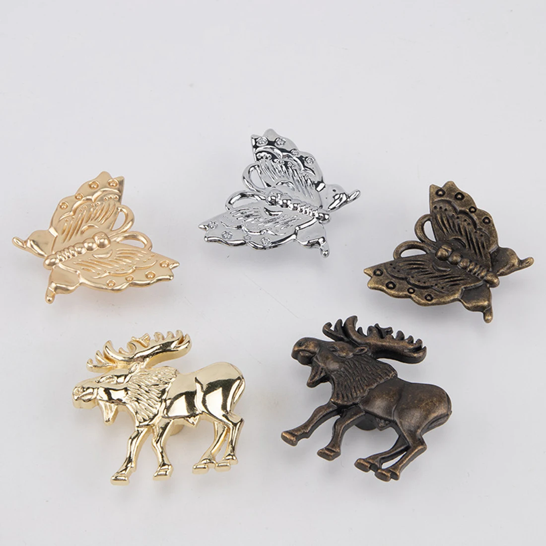 YUTOKO Retro Cabinet Knobs Plant Animal Shape Furniture Handle Zinc Alloy Drawer Dresser Knobs Gold Kitchen Handles Door Pulls