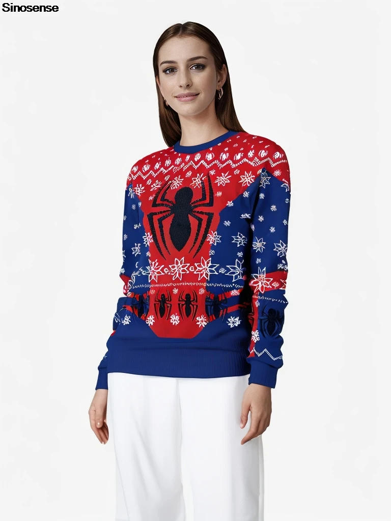 Erkekler kadınlar örümcek Xmas kazak 3D dijital baskı yeni yıl arifesi tatil parti Jumper Unisex kazak çirkin noel kazağı Tops