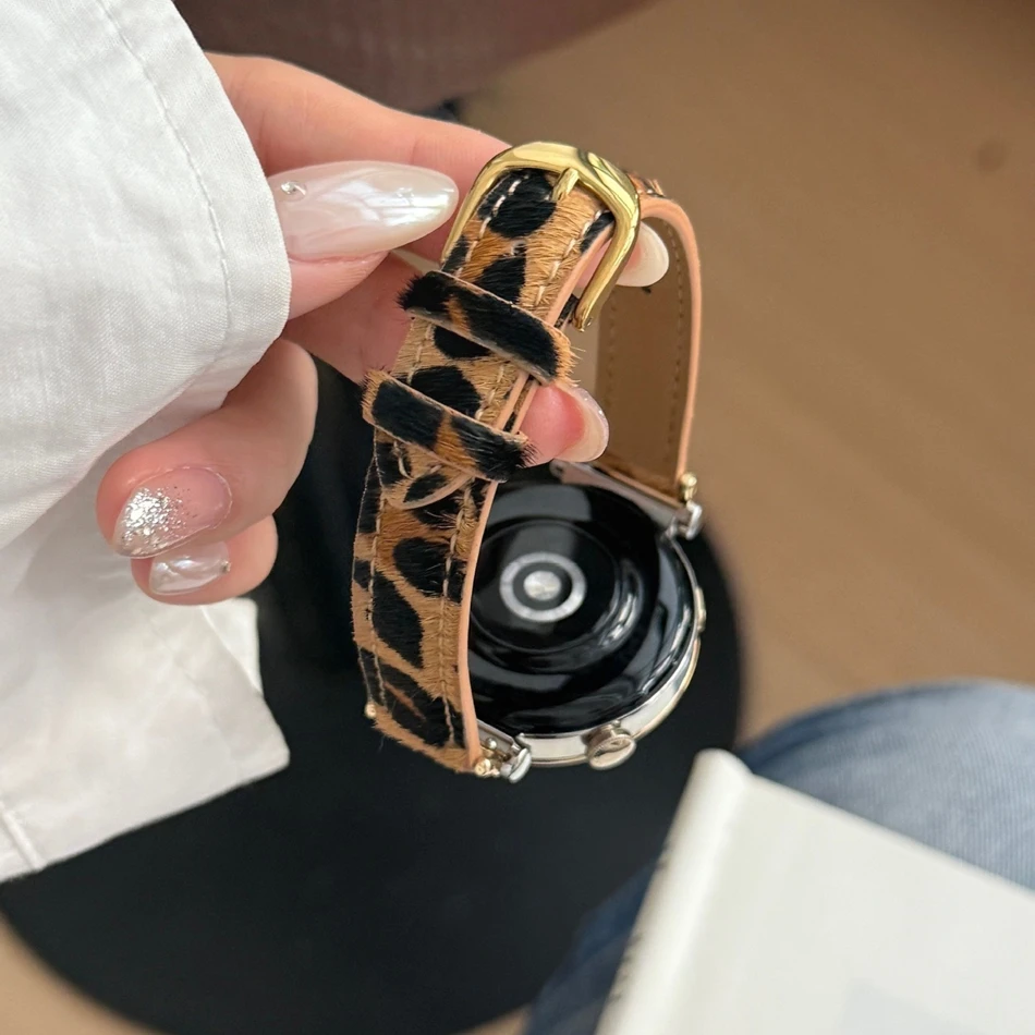 18/20/22MM Watch Bands For Samsung Galaxy Watch 8/7/4 6 Classic 5 Pro Leopard Horsehair Leather Strap For Amazfit Bip/GTS GT2
