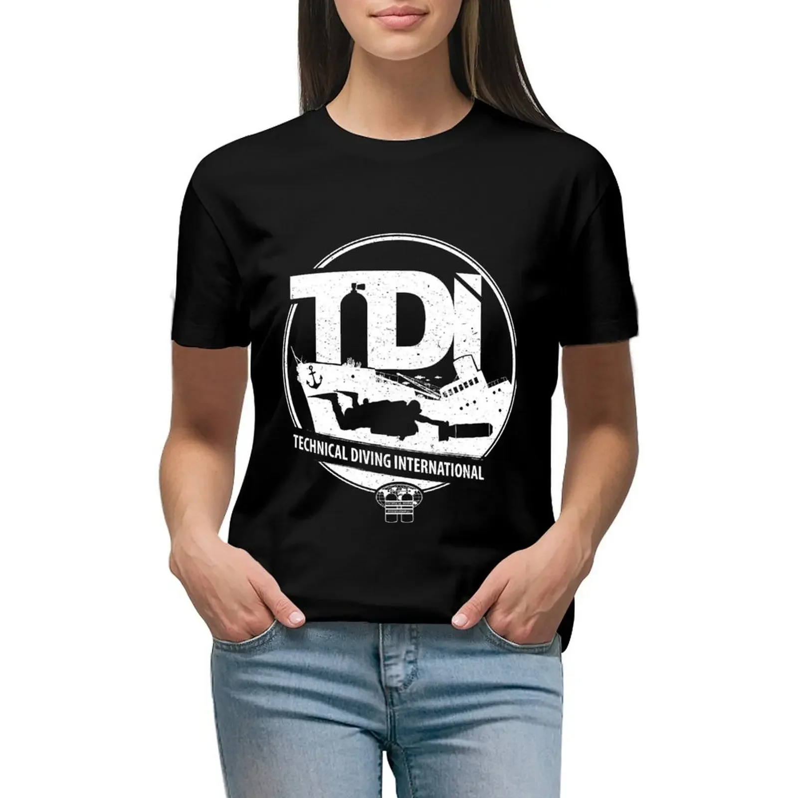 

Technical Diving International (TDI) - Wreck Diver with DPV T-Shirt heavyweights animal prinfor western t-shirt dress for Women