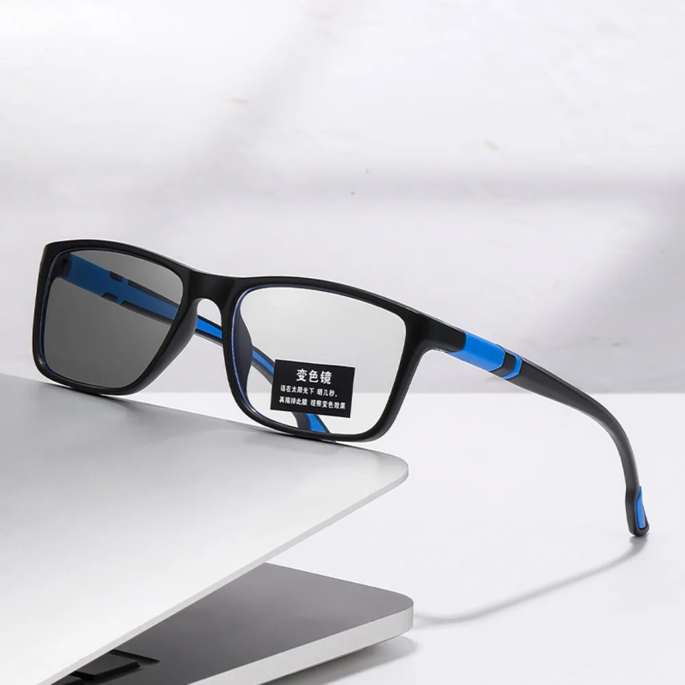 PC Reading Glasses Grey Red Blue Decorative Glasses Anti Blue Light Eyeglasses Square Frame Anti Eyestrain Reading Glasses