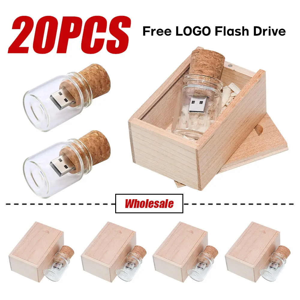 

20pcs/lot USB 2.0 Glass Drift Bottle with Cork Flash Drive Stick Pendrive 4GB 8GB 16GB 32GB 64GB 128GB Wedding Gift