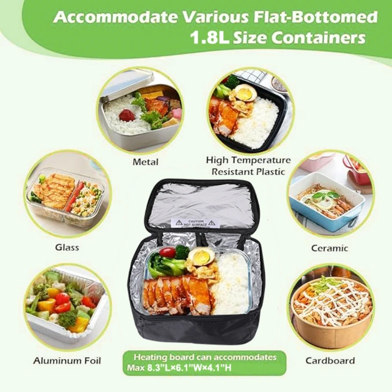 24V Electric Heated Lunch Box Car Food Warmer Portable Oven Portable Personal Mini Oven for Meals Reheating & Raw Food Cooking