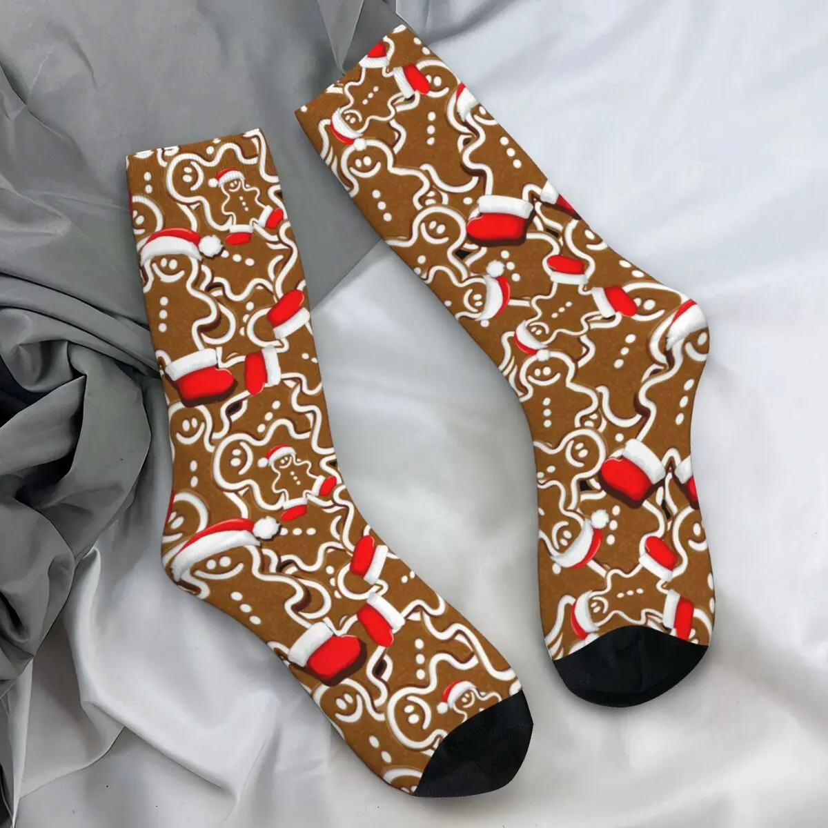 Gingerbread Man Christmas Santa Claus Socks Winter Stockings Funny Couple Quality Socks Graphic Running Sports Non-Slip Socks