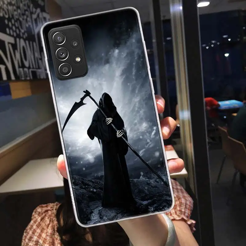 Death Grim Reaper Skull Phone Case For Galaxy Samsung S22 Plus S21 S24 Ultra Clear S20 S23 FE S10 S10E S9 S8 Cover Pattern Capa