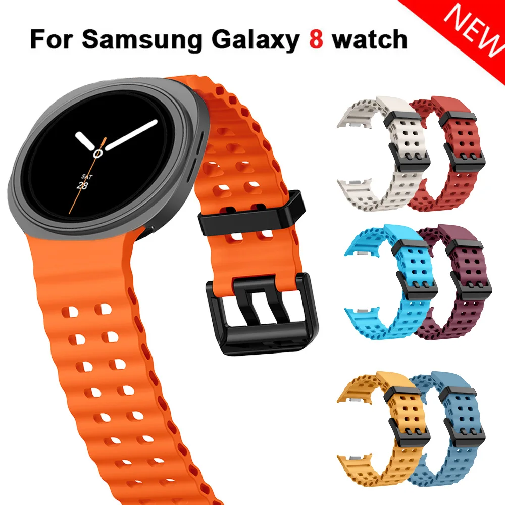 حزام رياضي لساعة سامسونج جالاكسي 8 الكلاسيكية 46 مللي متر 8 40 مللي متر 44 مللي متر المحيط سوار معصم من السيليكون حزام كوريا سوار جالاكسي watch8 الفرقة