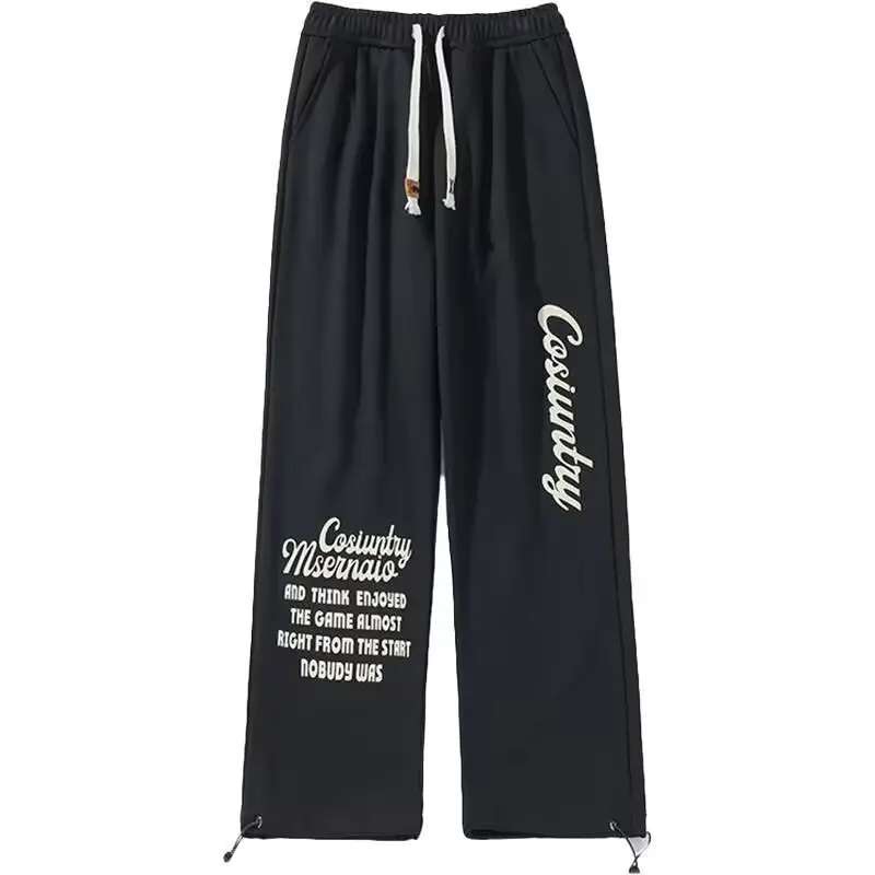 Pantalon de survêtement hip hop décontracté pour hommes, streetwear de style coréen, pantalon sarouel, taille élastique américaine, pantalon cargo à jambes larges pour jeunes hommes