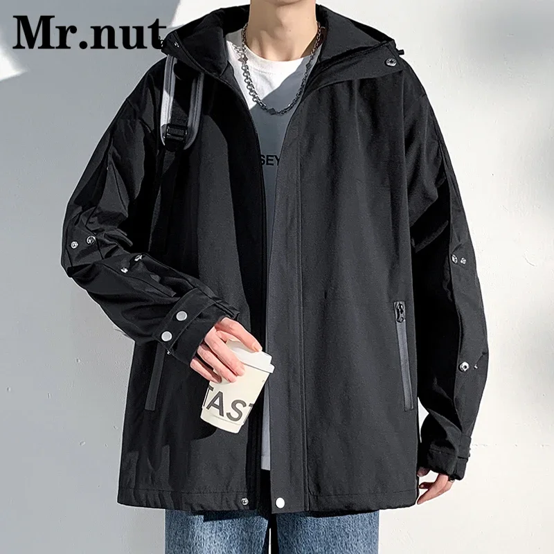 

Mr.nut Waterproof Hooded Jacket Men Windbreaker Autumn Winter Climb Camping Women Clothing Loose Male Overcoat Streetwear Man