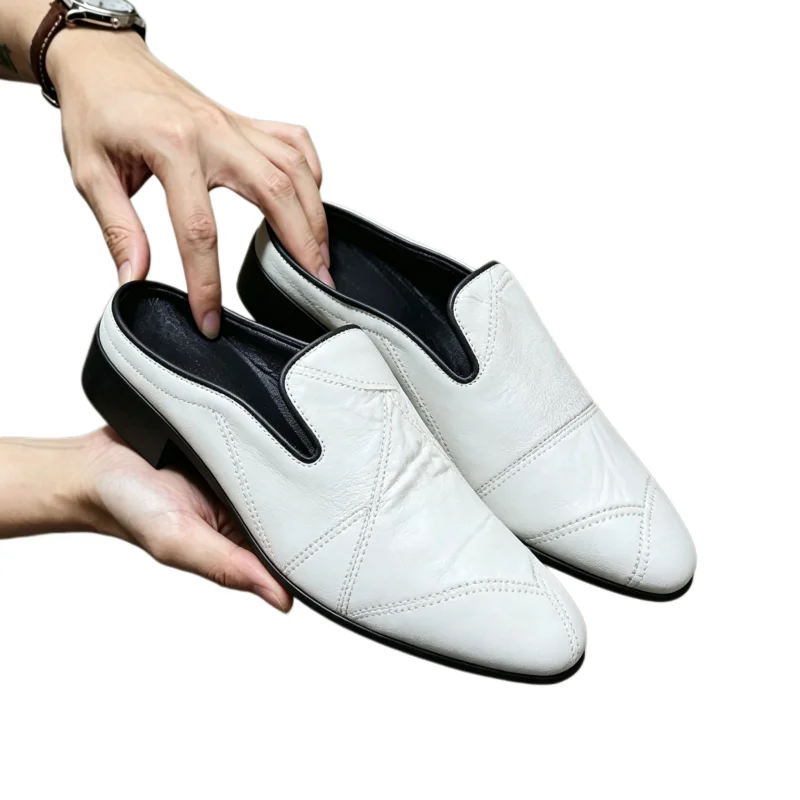 New Arrival Men's Leather Casual Shoes Classic Men's Muller Shoes Business Formal Shoes Soft Soled Half Drag Comfortable Loafers