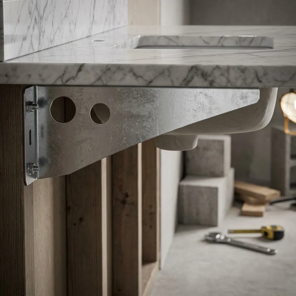 Stainless Steel Adjustable Tripod Bracket for Marble Sink Countertop and Desk Mounting 44.5 50 55cm x 12.5 x 5.5cm