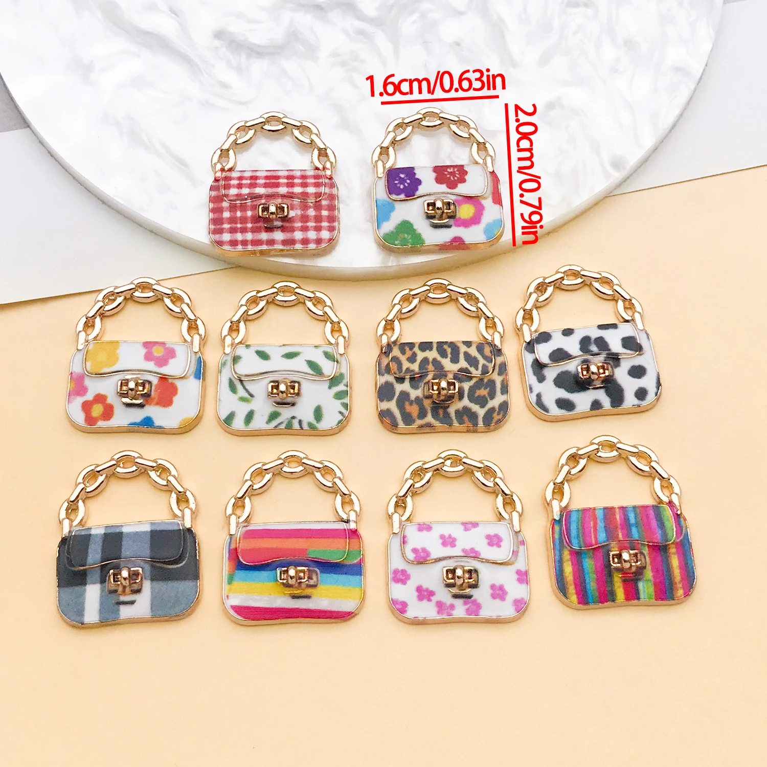5/10 Stück 20x16mm bunte Emaille-Handtaschenanhänger für DIY-Halsketten, Armbänder, Ohrringe, Schmuckherstellung, Schlüsselanhänger-Zubehör – Detail 12