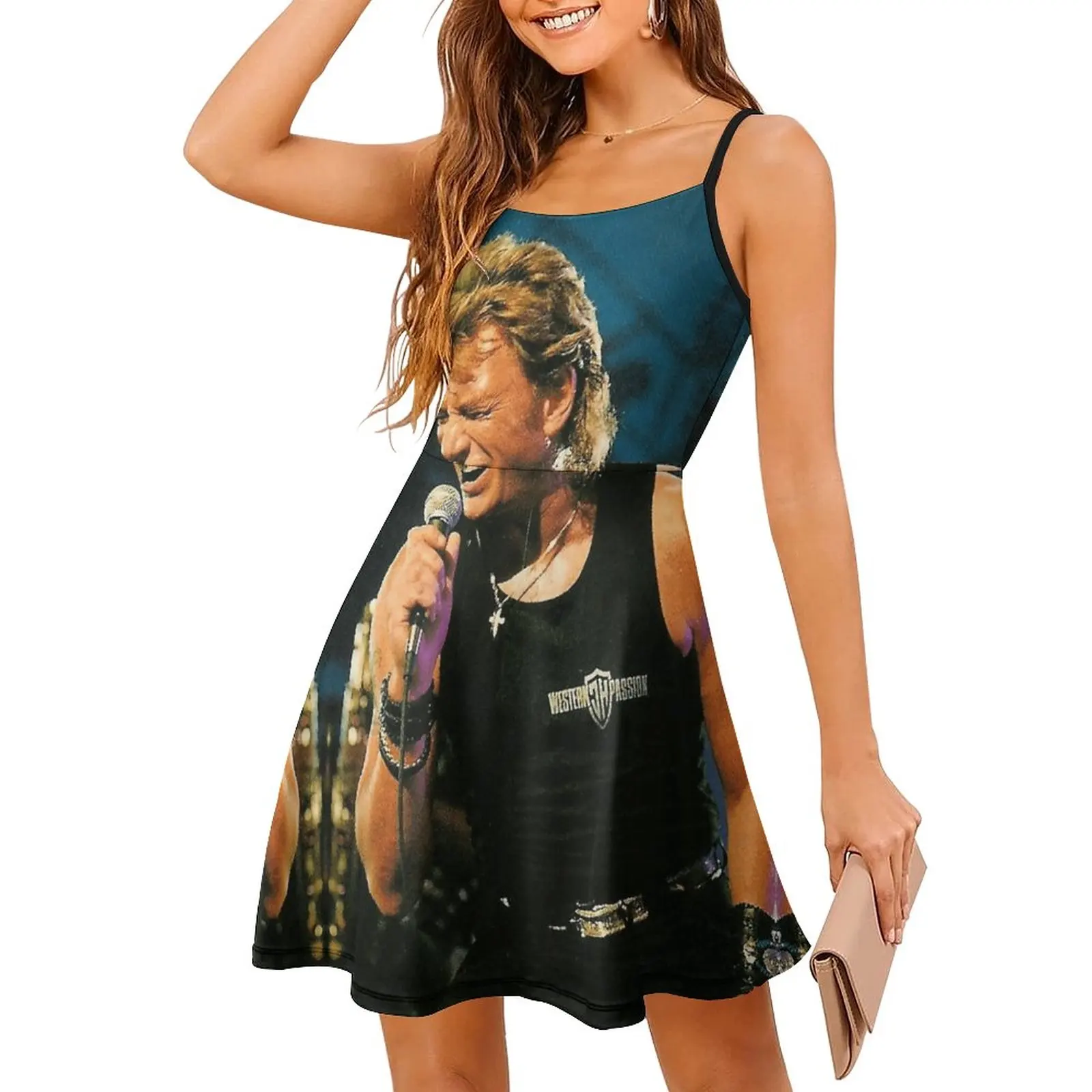 Johnny And Hallyday Mort Women's Sling Dress Hot Sale Exotic  Woman's Gown Humor Graphic  Parties Dresses