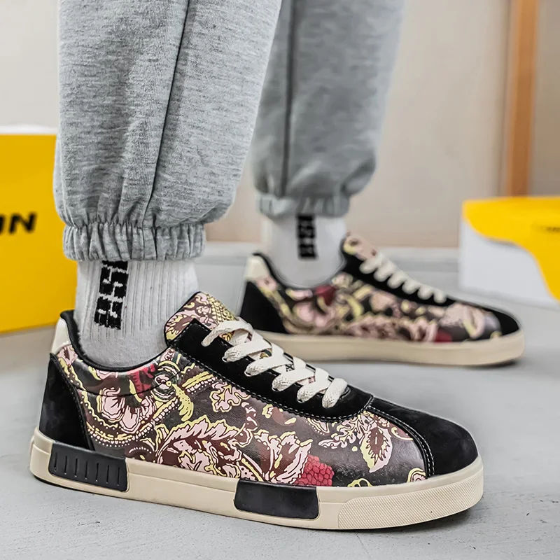 موضة جديدة مطبوعة الرجال أحذية رياضية كاجوال حجم كبير 47 منخفضة أعلى الأخضر أحذية التزلج للرجال تنفس أحذية رياضية من قماش القنب الرجال 2025 #5