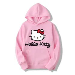 Sanrio Hello Kitty Cartoon Print Hoodie y2k Fashion New Women's Casual Harajuku Oversized Sweatshirt Kawaii Women's Spring Top