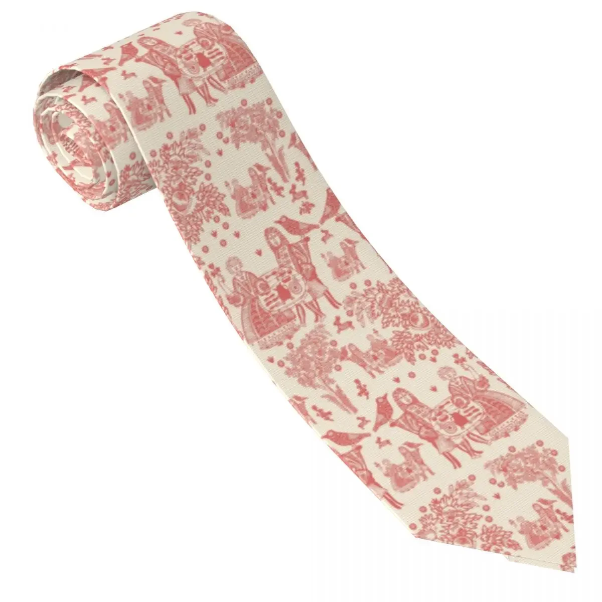 Custom Toile De Jouy French Motif Neck Ties Men Printed Necktie Flora For Wedding Party Mens Silk Tie