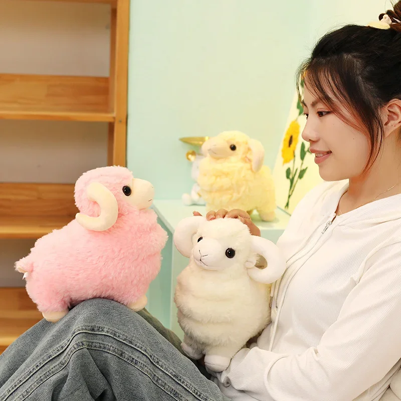 

25cm Cute Lamb Doll Plush Toy Stuffed Yellow White Pink Grassland Animal Sheep Plushie Standing Pink Yellow White Birthday Gift
