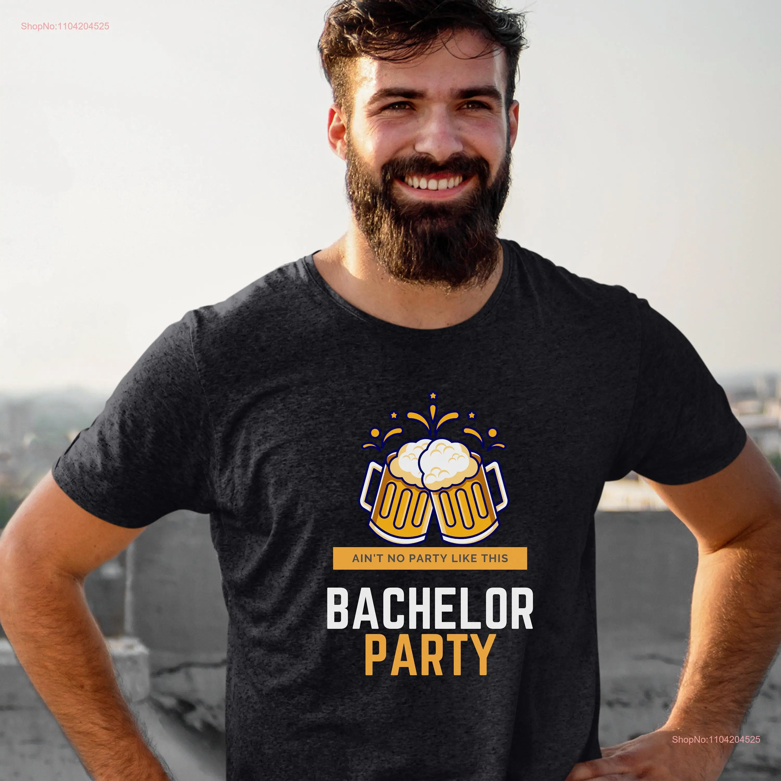 Bachelor Party Group T Shirt Changeable QR Code Message Groomsmen via App long or short sleeves