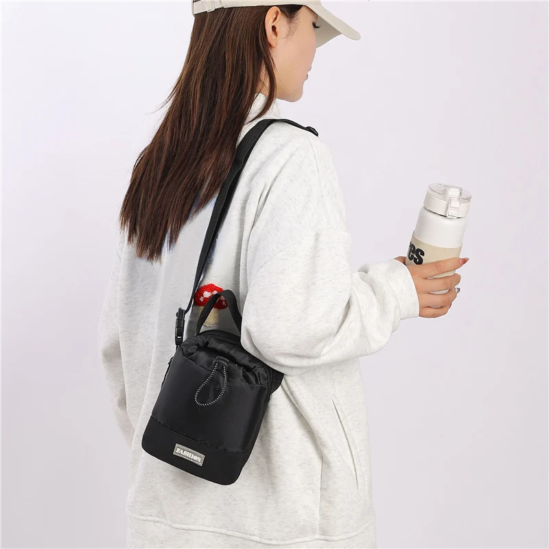 Waterproof Nylon Crossbody Sling Bag - Outdoor Travel Pouch with Dedicated Water Bottle Pocket