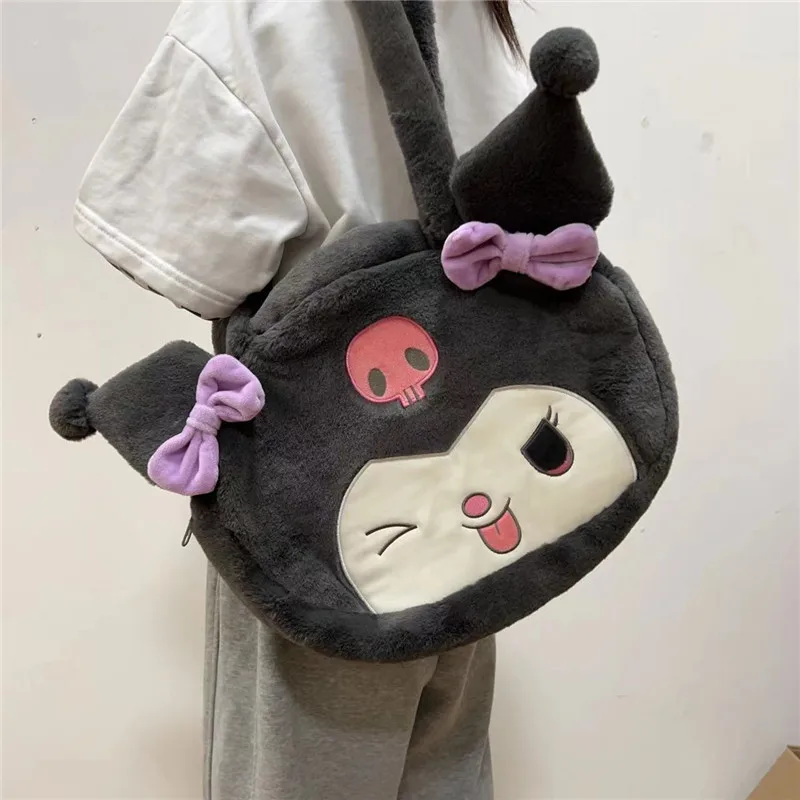 Kawaii Sanrio плюшевая сумка Kuromi рюкзак Cinnamoroll Наплечная Сумка тоут макияж мультфильм My Melody Plushie большая сумка подарок девушки