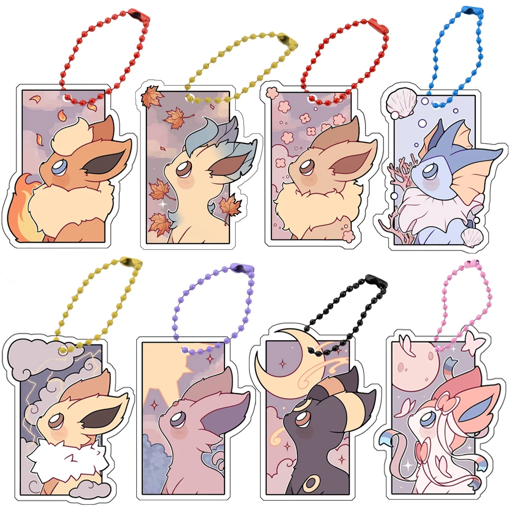 Pokemon Eeveelution Espeon Umbreon Leafeon Sylveon Eevee Jolteon Glaceon Flareon Acrylic Mobile Phone Bag Pendant Keychain Gift