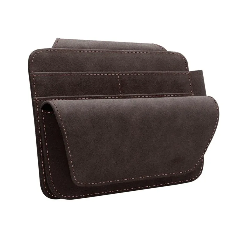 Car Sun Visor Organizer PU Leather Storage Bag Slim Holder For Cards Glasses Documents Auto Interior Accessories