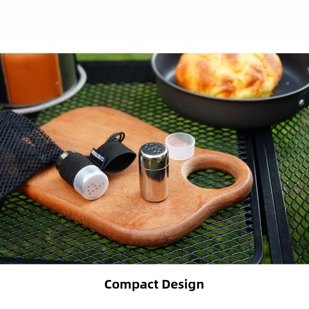 2pcs Stainless Camping Seasoning Bottles Small With Lid Pepper Shaker With Storage Bag Outdoor Cooking Tools