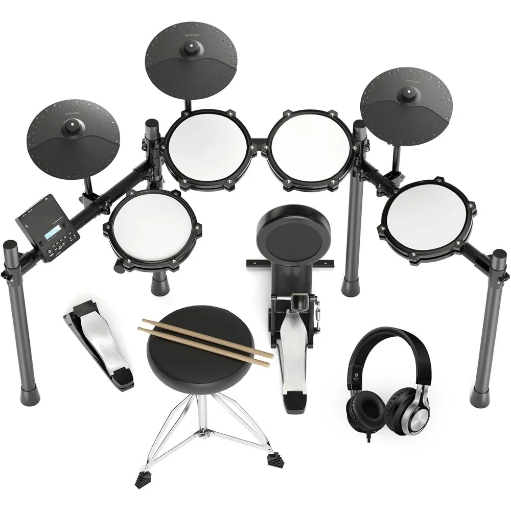 

Electric Drum Set,Electronic Drum Kit for Adults with 455 Sounds,Mesh Drum Pads,Drum Sticks,Heavy Duty Pedals,Drum Throne