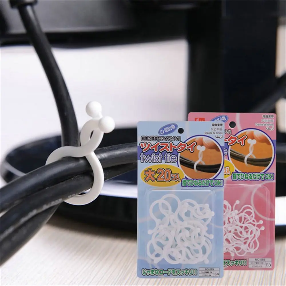 20/30 Pcs Office Earphone Cord Wrap Thread Twist Tie Wire Clip Line Winder Cable Organizer