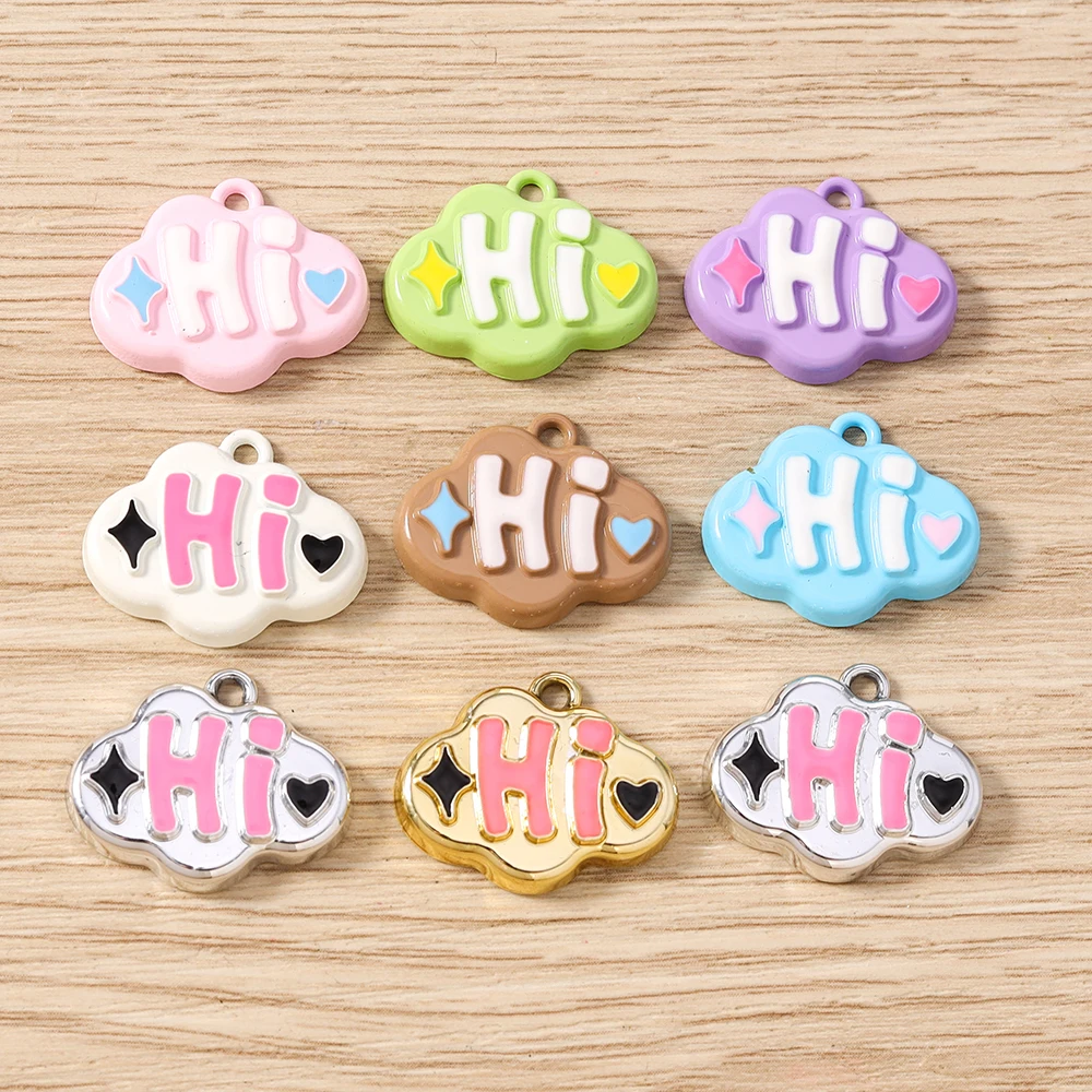 Tusember 10 Stück 18 x 22 mm Cartoon-bunte niedliche Hi-Charms für Frauen und Mädchen, niedliche Ohrringe, Schmuck, Halskette, Armband, DIY-Handwerk – Detail 3