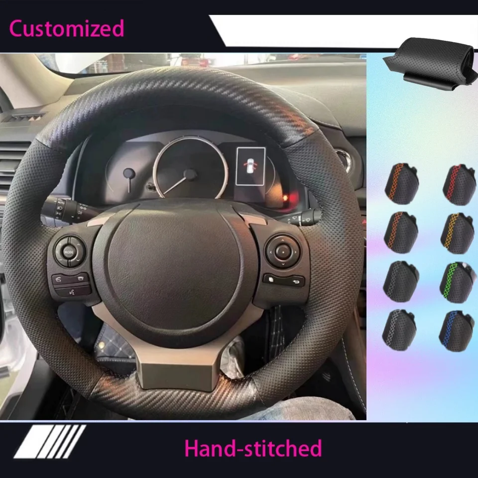 

Custome Carbon Fiber Genuine Leather Steering Wheel Cover For Lexus ES GS RX 250 270 300h 350 450h F SPORT Car Accessories