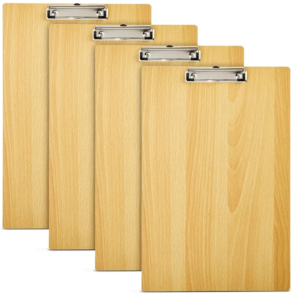 

Extra Large Clipboard Pack - 4 Tabloid Clipboards, Extra Large 11.5 x 17.5 in Wooden Ledger - Solid Hardwood & Metal Low-Prof