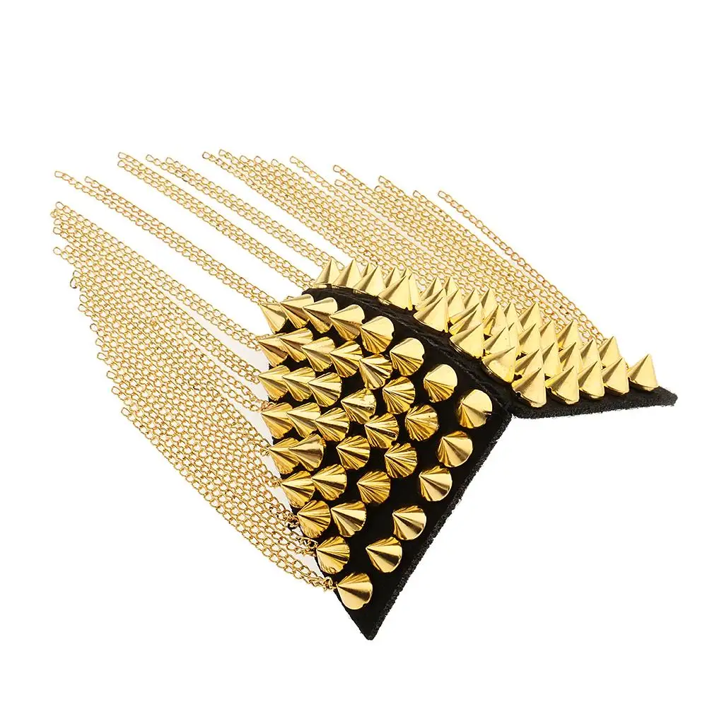 Shoulder Boards Epaulets Gothic Studded Metal Costume Pin Badge for Party Event Uniform Decoration