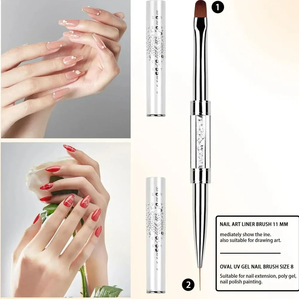 1 Stück Professioneller Doppelendiger Nageldesign-Pinsel Nagel-Gel-Liner French-Tip-Verlängerungsstift UV-Lack Gel-Nagelkunst-Werkzeug – Detail 5