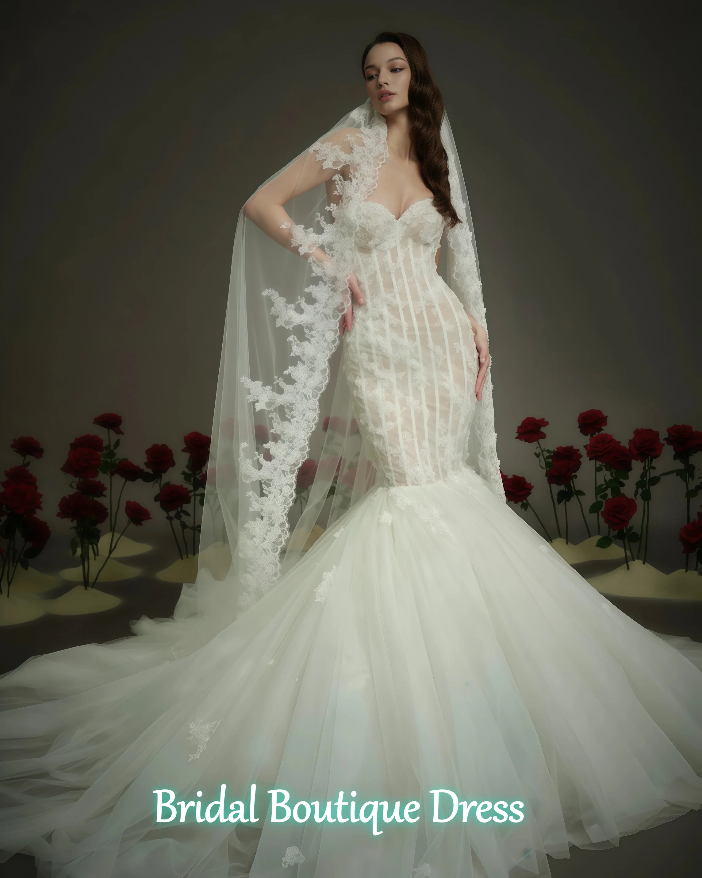 Abito da sposa in pizzo a sirena sexy con eleganza personalizzata Curvy Vestido Elegantee Abiti bianchi per abito da ballo da sposa