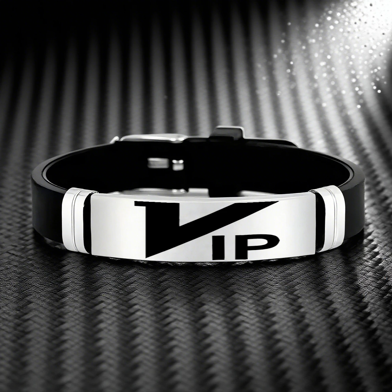 نحت نص VIP فاخر، سوار معصم مقاوم للماء، مادة سيليكون من الفولاذ المقاوم للصدأ، قادرة على تحديد موظفي الأحداث #1