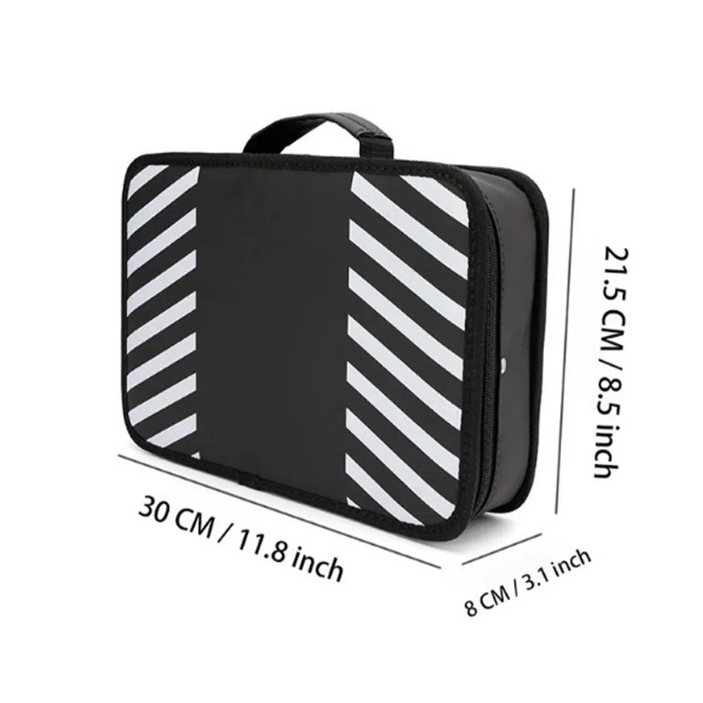 PU Barber Tool Bag Organized Compartments Durable Hair Cutting Grooming Kit Striped Pattern Professional view 6