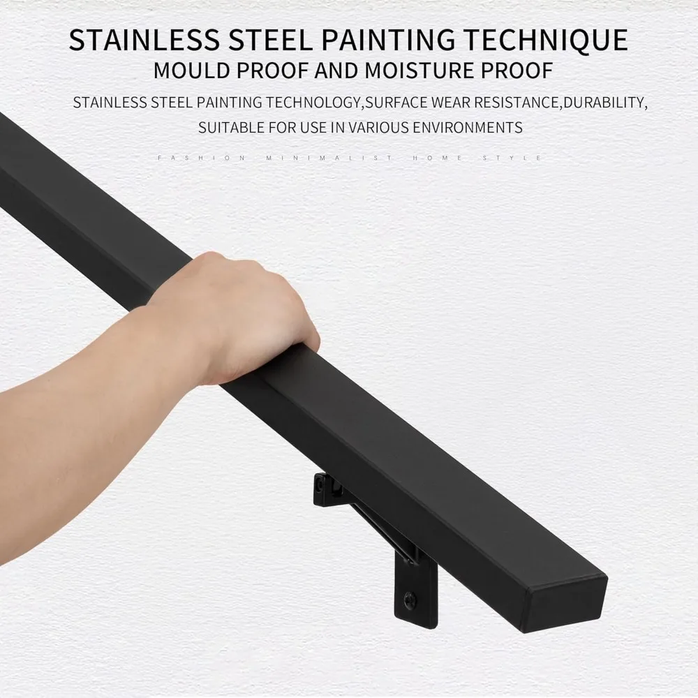 طقم درابزين قابل للتعديل من الفولاذ المقاوم للصدأ للسلالم الداخلية والخارجية - تصميم حديث من الألومنيوم، وشملان من قضبان الإمساك #3