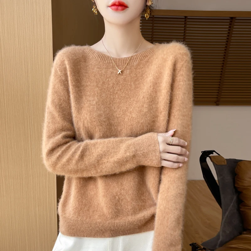 

100% Wool Lightweight Round Neck Women's Pullover, Multiple Colors to Choose from, Exuding Elegant Temperament