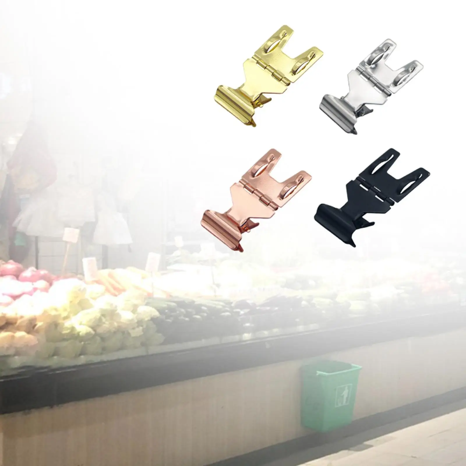 

5Pcs Merchandise Sign Clips Clothing Rack Signs Rotating Double Head Tag Clips Clip on Tag Holder Stand for Business Baskets