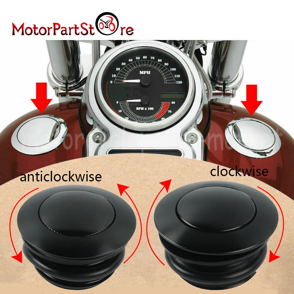 1 Pair Fuel Tank Pop-up Gas Cap Vented Flush Mount Cap for Harley Davidson Dyna Sportster Fat Boy Softail Road Glide Road King