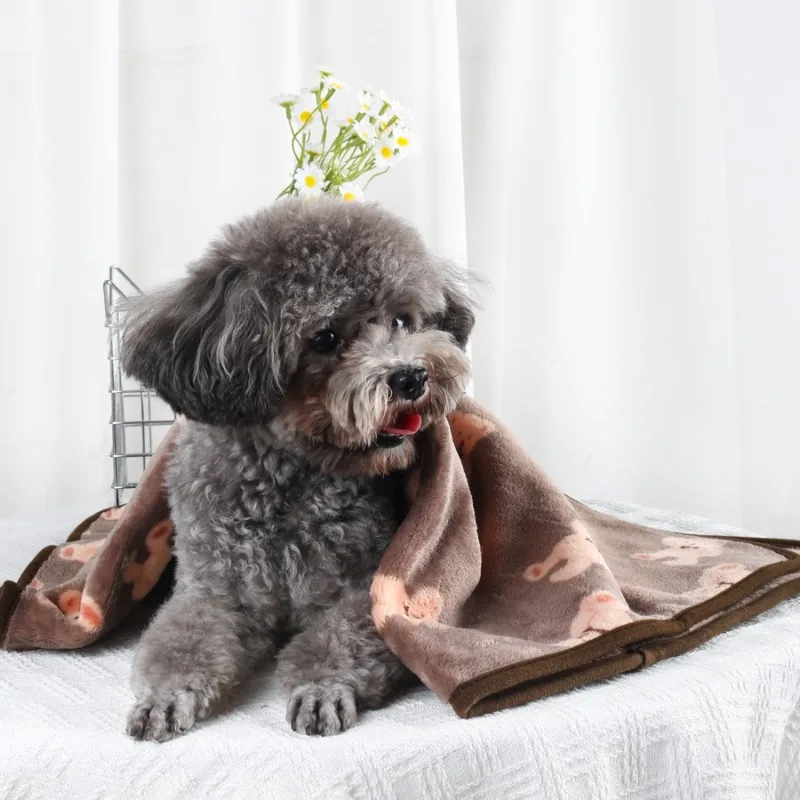 Weiche, flauschige, hochwertige Haustierdecke aus Flanell, Hundeschlafdecke mit Pfotenmuster, Haustiermatte, warme, bequeme Decke für Katzen und Hunde – Detail 16