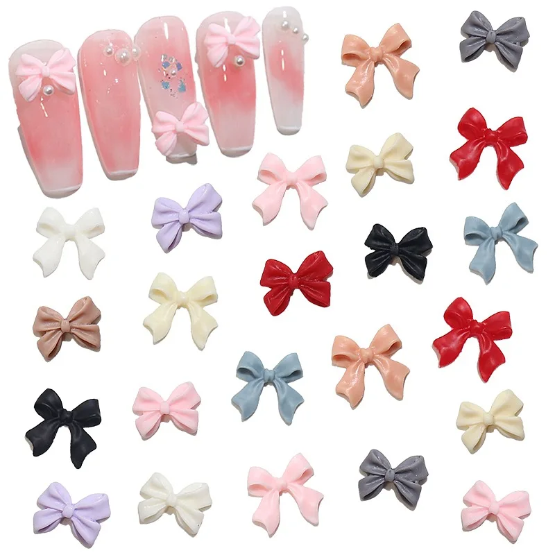 100Pcs Selling Matte Bowtie Resin Nail Charms 3D Japanese-Style Nail Art Accessories for an Elegant and Fairy-Like Manicure Look - Image 5